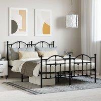 Berkfield Home Metal Bed Frame with Headboard & Footboard Black 135x190 cm Double