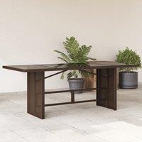 Berkfield Home Garden Table with Glass Top Brown 190x80x75 cm Poly Rattan | Size: 190 x 80 x 75 cm