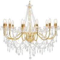 Berkfield Home Chandelier with Beads Golden 12 x E14 Bulbs in Gold