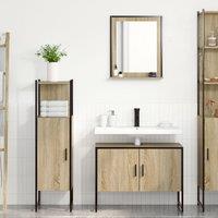 Berkfield Home 3 Piece Bathroom Furniture Set Sonoma Oak Engineered Wood in Brown