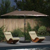 Berkfield Home Garden Parasol Folding Taupe 385 x 209 x 244 cm Fabric