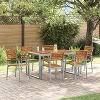 Berkfield Home 7 Piece Garden Dining Set Solid Wood Acacia & Metal in Grey