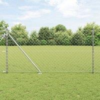 Berkfield Home Chain Link Fence with 13 Spike Posts 1x25 m Galvanised Steel in Silver