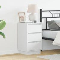 Berkfield Home Bedside Cabinet with LED White 39x34.5x65 cm Engineered Wood