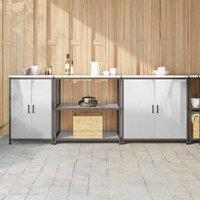 Berkfield Home with Shelf Other with Storage with Door 3 pcs Stainless steel in Silver