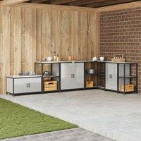 Berkfield Home Kitchen Storage Cabinet with Shelf with Storage with Door Silver Galvanised steel