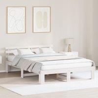Berkfield Home Wood Bed Frame White Wood 140 x 200 cm Durable