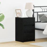 Berkfield Home Bedside Cabinet with LED Lights Black Oak Engineered Wood