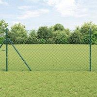 Berkfield Home Chain Link Fence with 7 Posts 1x10 m Galvanised Steel Green