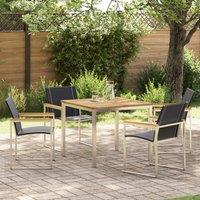 Berkfield Home 5 Piece Garden Dining Set Solid Wood Acacia in Black
