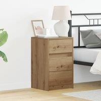 Berkfield Home Bedside Cabinet with LED Lights Artisan Oak Engineered Wood in Brown