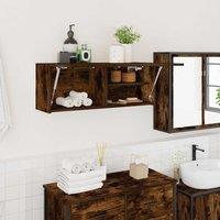 Berkfield Home Bathroom Wall Cabinet Smoked Oak 80x25x30 cm Engineered Wood in Brown | Size: 80 x 25 x 30 cm