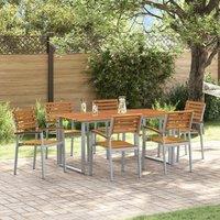 Berkfield Home 7 Piece Garden Dining Set Solid Wood Acacia & Metal in Grey