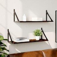 Berkfield Home Wall Shelves 2 pcs Smoked Oak 80x25x25.5 cm Engineered wood in Brown