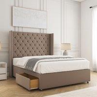 BSSPOKE Olivia Plush Divan Bed 54 Headboard 2 Drawers Footend & No Mattress in Bronze | Size: Super King