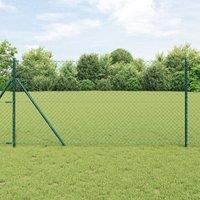 Berkfield Home Chain Link Fence with 7 Posts 1.4x10 m Galvanised Steel Green