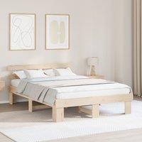Berkfield Home Bed Frame with Headboard 140x200 cm Solid Wood Pine in Beige