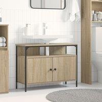 Berkfield Home Bathroom Sink Cabinet Sonoma Oak 80x30x60 cm Engineered Wood in Brown | Size: 80 x 30 x 60 cm