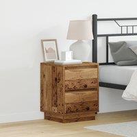 Berkfield Home Bedside Cabinets with LED Lights 2 pcs Old Wood 39x34.5x50 cm in Brown