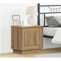 Berkfield Home Bedside Cabinet with LED Lights Artisan Oak 44x34, 5x45 cm in Brown