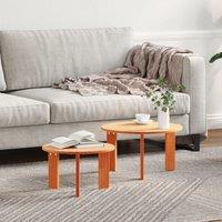 Berkfield Home Coffee Table Set 2 pcs Wax brown 47.5 x 47.5 x 27 cm