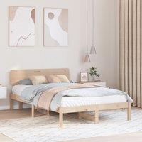 Berkfield Home Bed Frame with Headboard 120x190 cm Solid Pine Wood in Beige