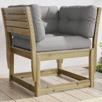 Berkfield Home Garden Sofa Armrest with Cushions Impregnated Wood Pine in Brown