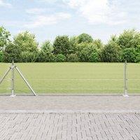 Berkfield Home Welded Wire Fence with 13 Flanged Posts 0.4x25 m Galvanised Steel in Silver