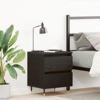 Berkfield Home Bedside Cabinet Black Oak 40x35x50 cm Engineered Wood | Size: 40 x 35 x 50 cm