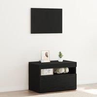 Berkfield Home Bedside Cabinet with LED Lights Black Oak 60x35x40 cm Engineered Wood | Size: 60 x 35 x 40 cm