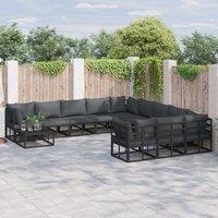 Berkfield Home Garden Sofa Set with Cushion with Pillow 11 pcs Black Aluminium