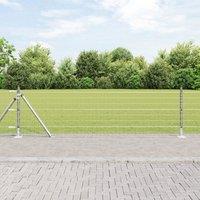 Berkfield Home Euro Fence with 7 Flanged Posts 0.6x10 m Galvanised Steel in Silver