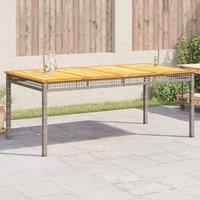 Berkfield Home Garden Table Grey 180x90x75 cm Poly Rattan Acacia Wood | Size: 180 x 90 x 75 cm