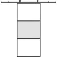 Berkfield Home Sliding Door with Hardware Set 90x205 cm Tempered Glass&Aluminium in Black
