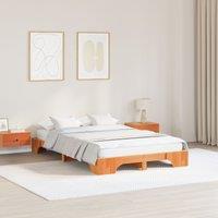 Berkfield Home Bed Frame Wax Brown Solid Pine Wood 140 x 190 cm Durable
