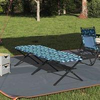 Berkfield Home Folding Sun Bed with Carry Bag Leaf Pattern 600D Oxford Fabric in Green