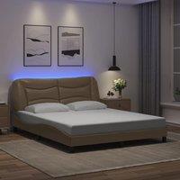 Berkfield Home Bed Frame with LED without Mattress Cappuccino 160x200 cm in Brown