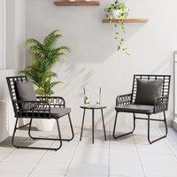 Berkfield Home Garden Dining Set 3 pcs 35 x 35 x 45 cm Poly rattan, steel in Black