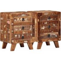 Berkfield Home Bedside Cabinet 2 pcs 37x32x50 cm Solid Wood Reclaimed | Size: 37 x 32 x 50 cm