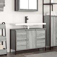 Berkfield Home Basin Cabinet with Drawers Grey Sonoma 90x34.5x60 cm