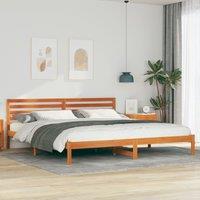Berkfield Home with Headboard Wax brown 200 x 220 cm Solid pine wood
