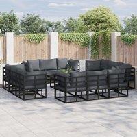 Berkfield Home Garden Sofa Set 12 pcs Black 213 x 71.5 x 71 cm Aluminium
