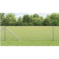 Berkfield Home Welded Wire Fence with 13 Spike Posts 0.8x50 m Galvanized Steel in Silver