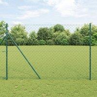 Berkfield Home Chain Link Fence with 7 Posts 1.6x10 m Galvanised Steel Green