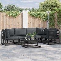Berkfield Home Garden Sofa Set with Cushion with Pillow 5 pcs Black Aluminium