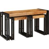 Berkfield Home Nesting Tables Set of 3 Solid Mango Wood in Brown