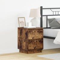 Berkfield Home Bedside Cabinets with LED Lights 2 pcs Smoked Oak 39x34.5x50 cm
