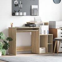 Berkfield Home Desk with Storage Sonoma Oak 120.5x44x88.5 cm Engineered Wood in Beige