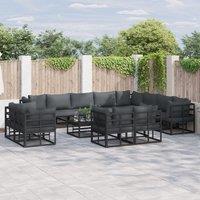Berkfield Home Garden Sofa Set 12 pcs Black 353 x 283 x 71 cm Aluminium