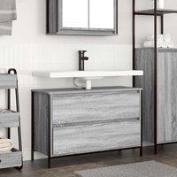 Berkfield Home Bathroom Basin Cabinet with Drawers Grey Sonoma 90x34.5x60 cm